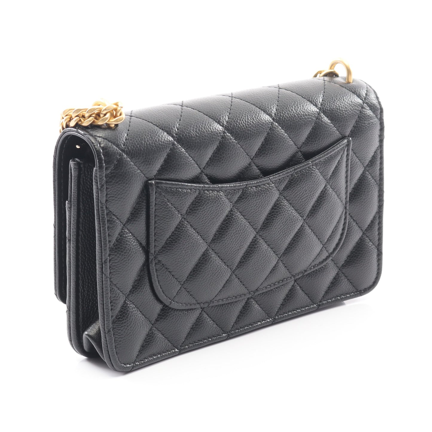 マトラッセ チェーンショルダーバッグ キャビアスキン ブラック ゴールド金具 シャネル バッグ CHANEL