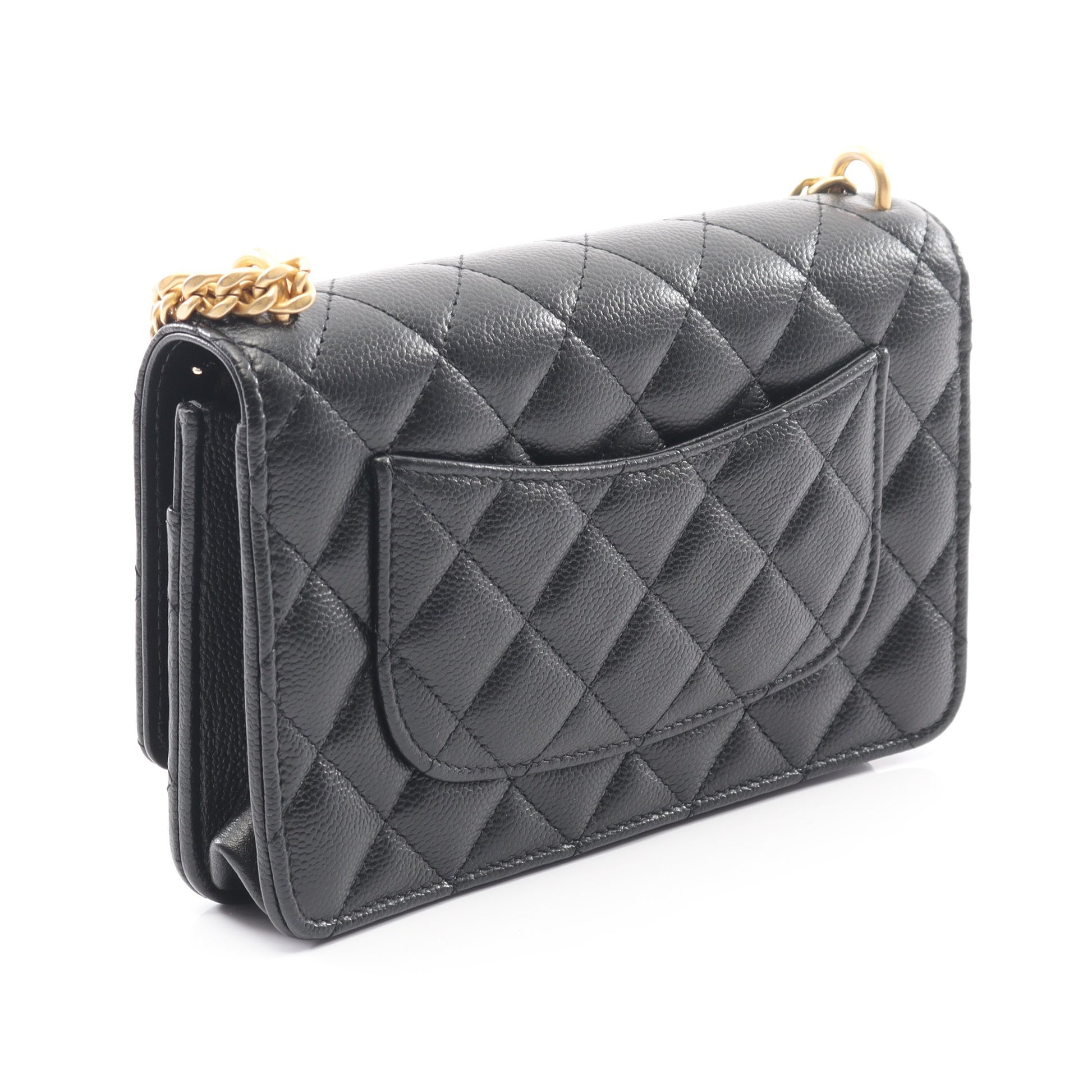 マトラッセ チェーンショルダーバッグ キャビアスキン ブラック ゴールド金具 シャネル バッグ CHANEL