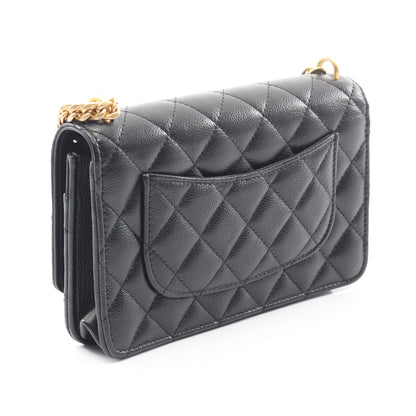 マトラッセ チェーンショルダーバッグ キャビアスキン ブラック ゴールド金具 シャネル バッグ CHANEL