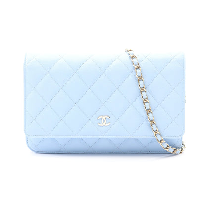 マトラッセ チェーンウォレット キャビアスキン ライトブルー ゴールド金具 シャネル バッグ CHANEL