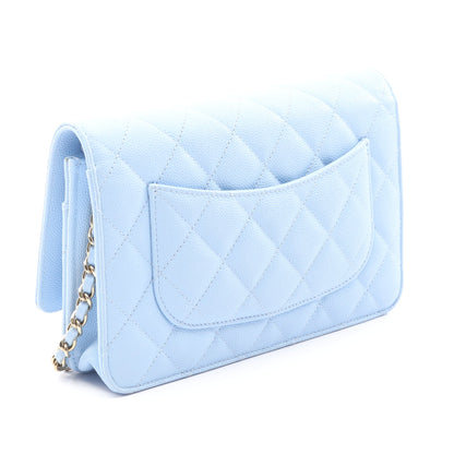 マトラッセ チェーンウォレット キャビアスキン ライトブルー ゴールド金具 シャネル バッグ CHANEL