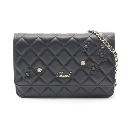 マトラッセ カメリア チェーンウォレット ラムスキン ブラック ゴールド金具 シャネル バッグ CHANEL