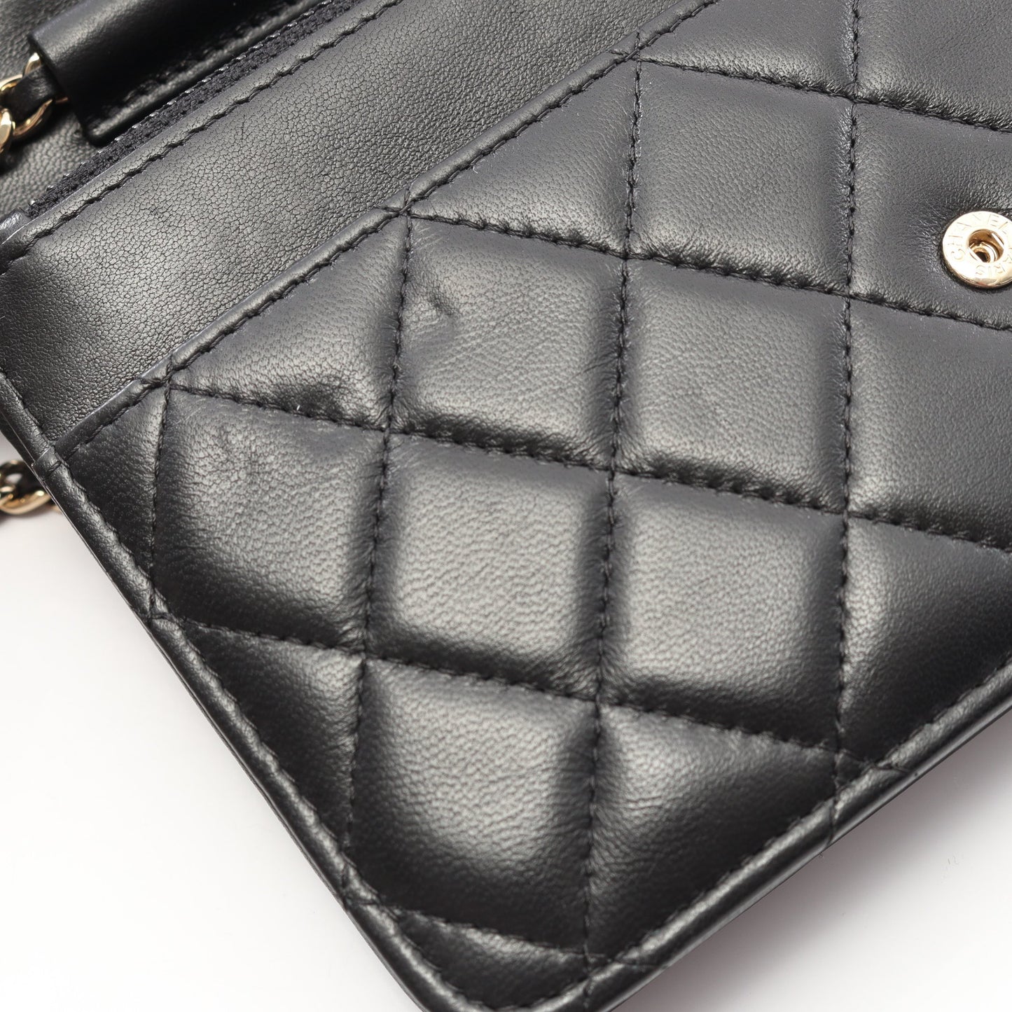 マトラッセ カメリア チェーンウォレット ラムスキン ブラック ゴールド金具 シャネル バッグ CHANEL