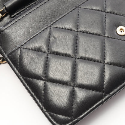 マトラッセ カメリア チェーンウォレット ラムスキン ブラック ゴールド金具 シャネル バッグ CHANEL