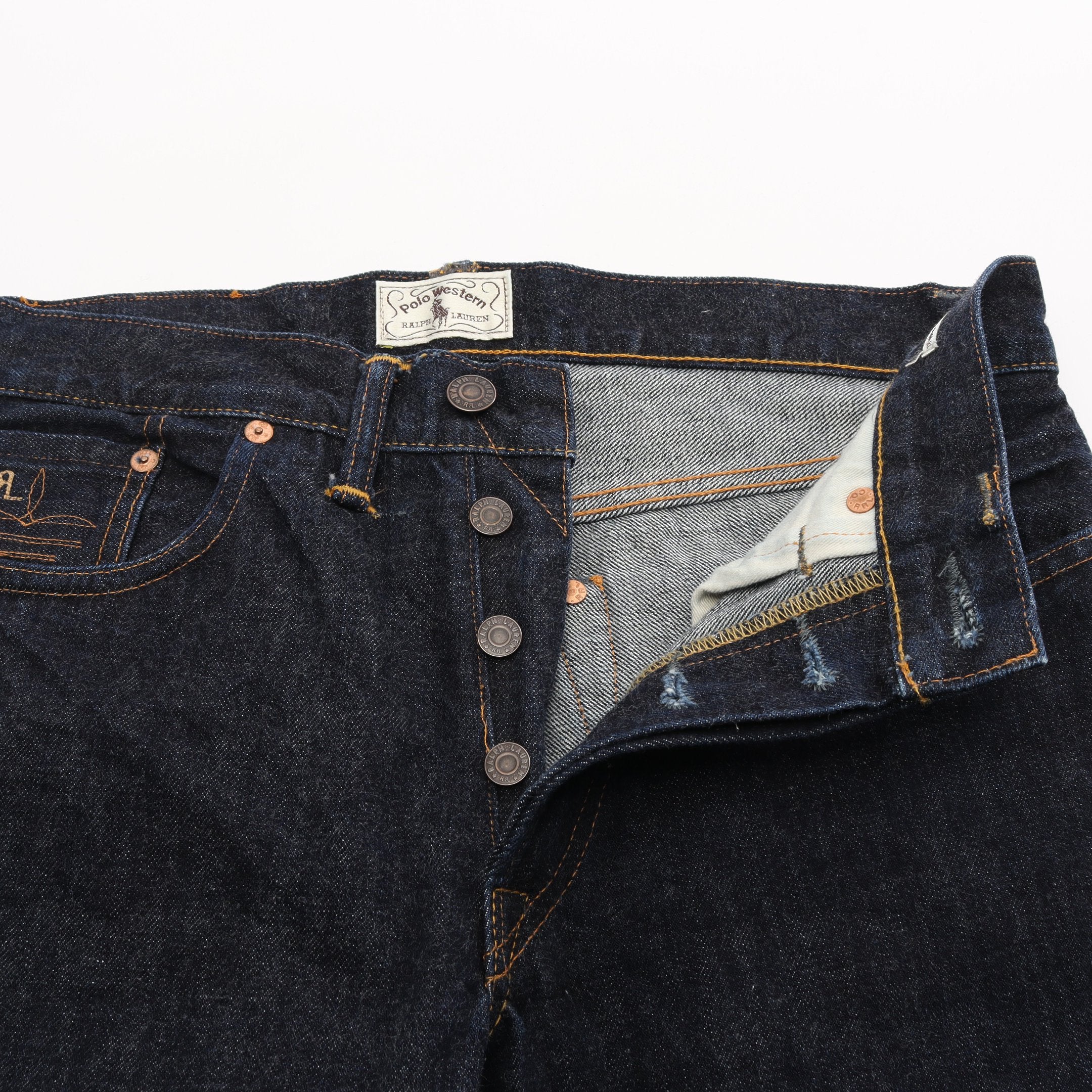 デニムパンツ コットン インディゴブルー ボタンフライ ダブルアール