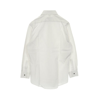 セリエボタン シャツ ストライプ コットン ホワイト グレー エルメス トップス HERMES