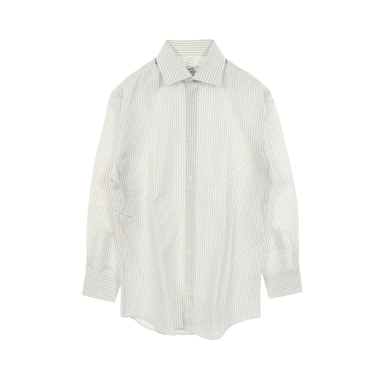 セリエボタン シャツ ストライプ コットン ホワイト グレー エルメス トップス HERMES