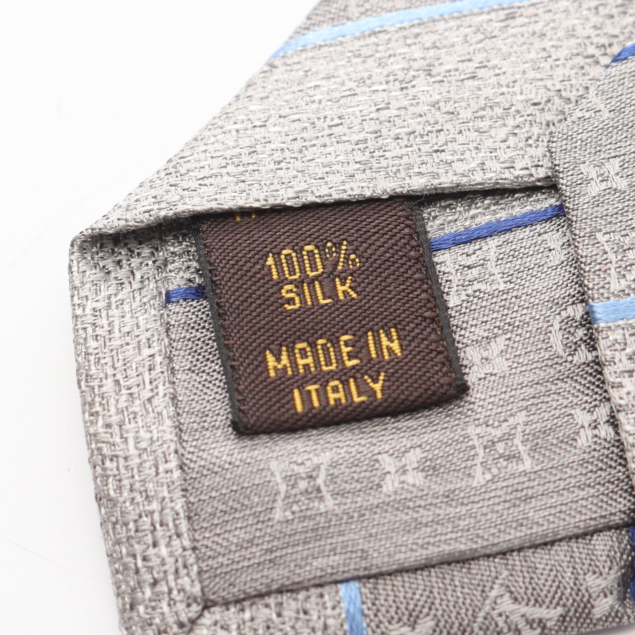 モノグラム ストライプ ネクタイ シルク グレー ブルー ルイヴィトン