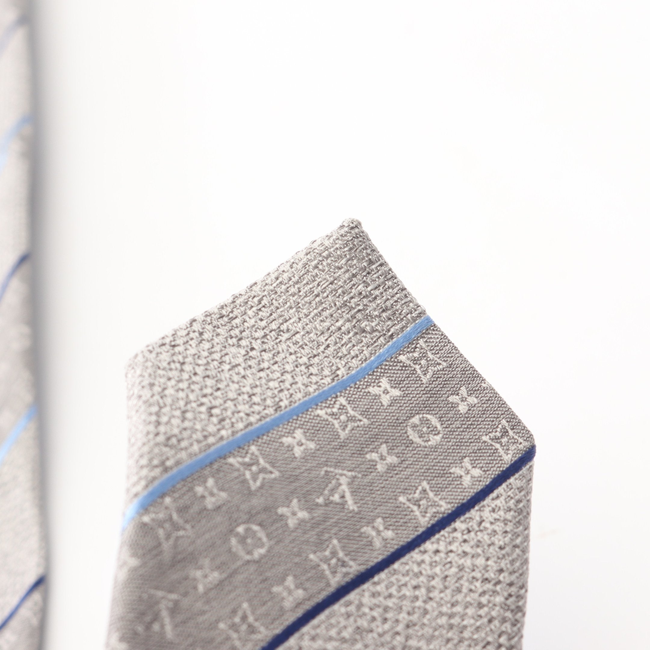 モノグラム ストライプ ネクタイ シルク グレー ブルー ルイヴィトン