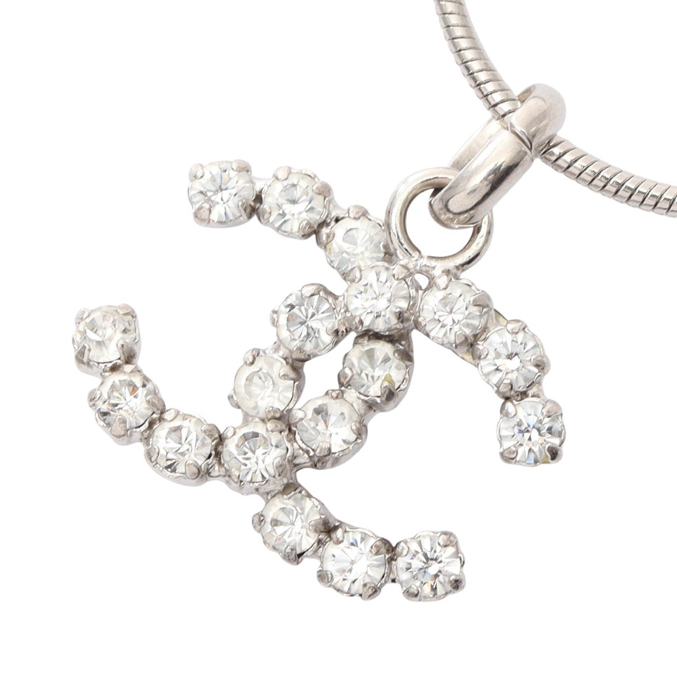 ココマーク ネックレス ラインストーン シルバー クリア 00A シャネル