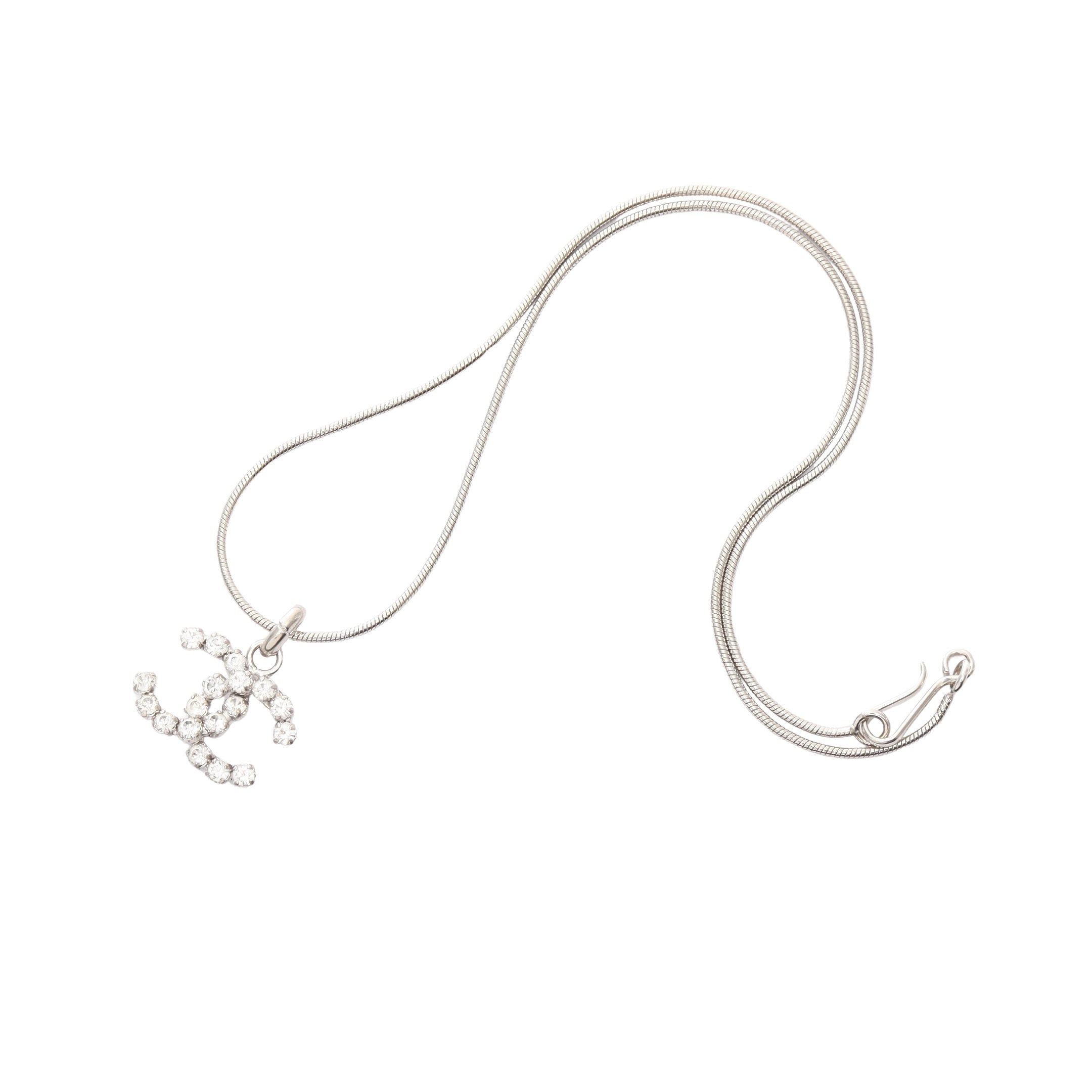 ココマーク ネックレス ラインストーン シルバー クリア 00A シャネル