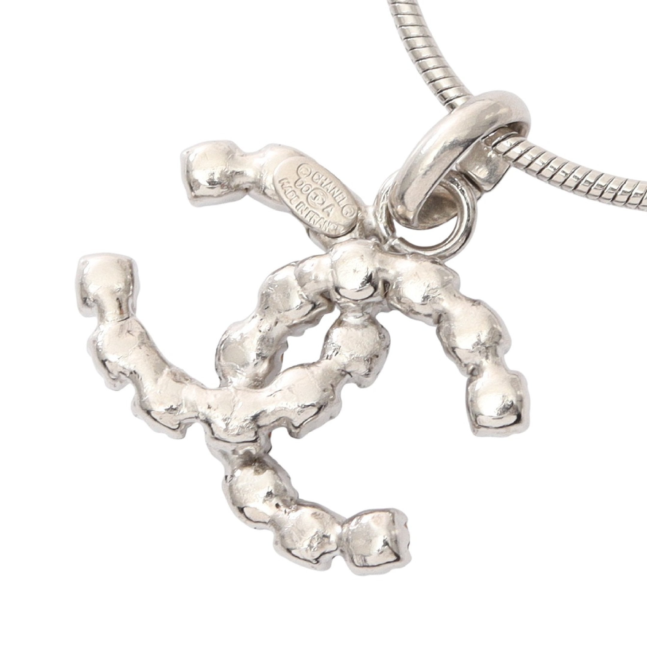 ココマーク ネックレス ラインストーン シルバー クリア 00A シャネル