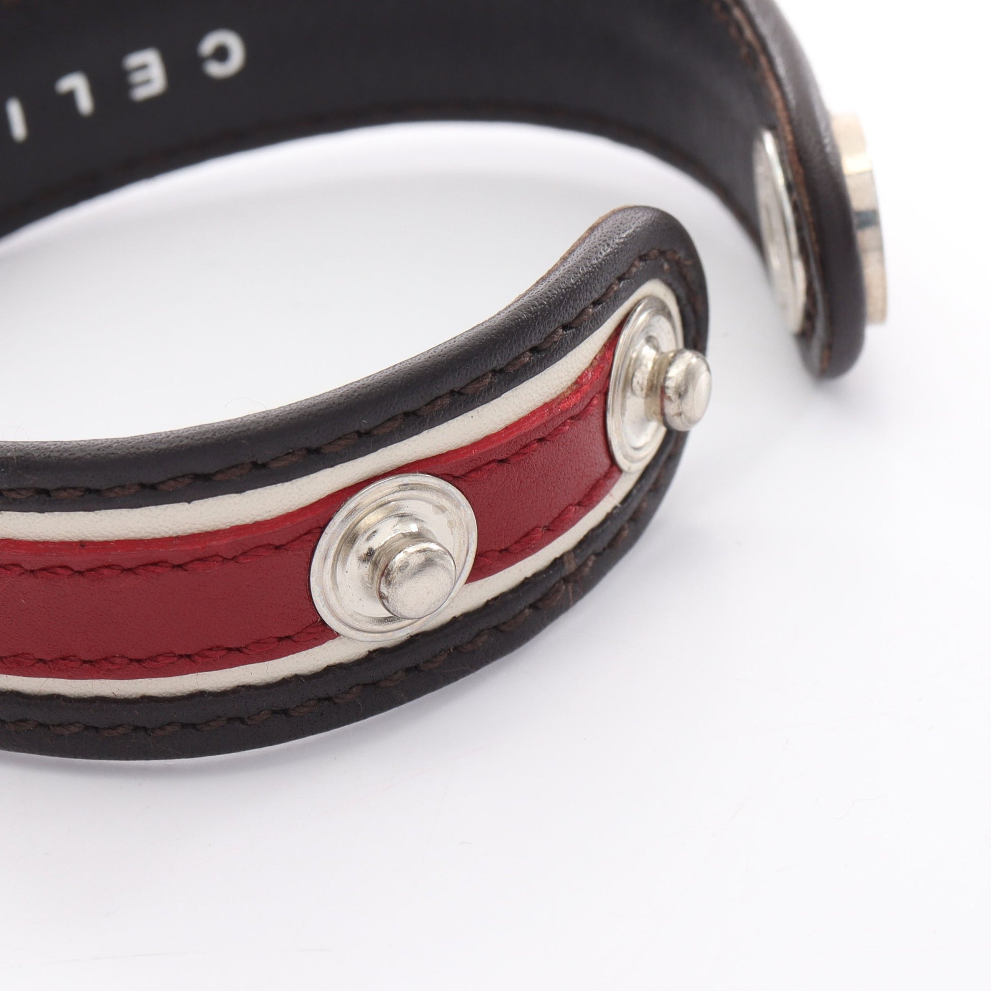 ブレスレット レザー ダークブラウン レッド 2002年日韓W杯モデル セリーヌ アクセサリー CELINE