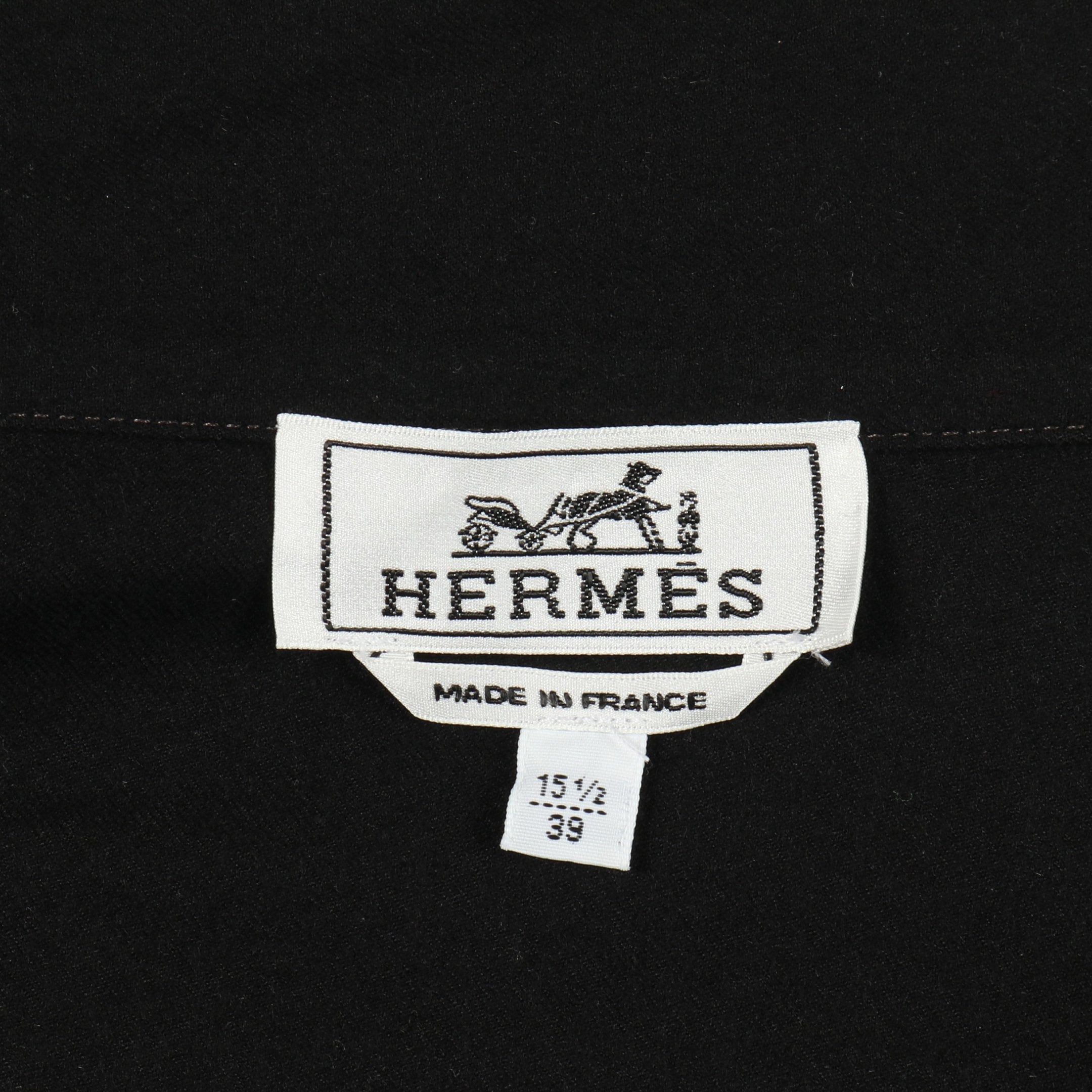 HERMES 黒 ウールシャツジャケット　ジップアップ ジップアップ ジャケット ウール ブラック エルメス – RECLO