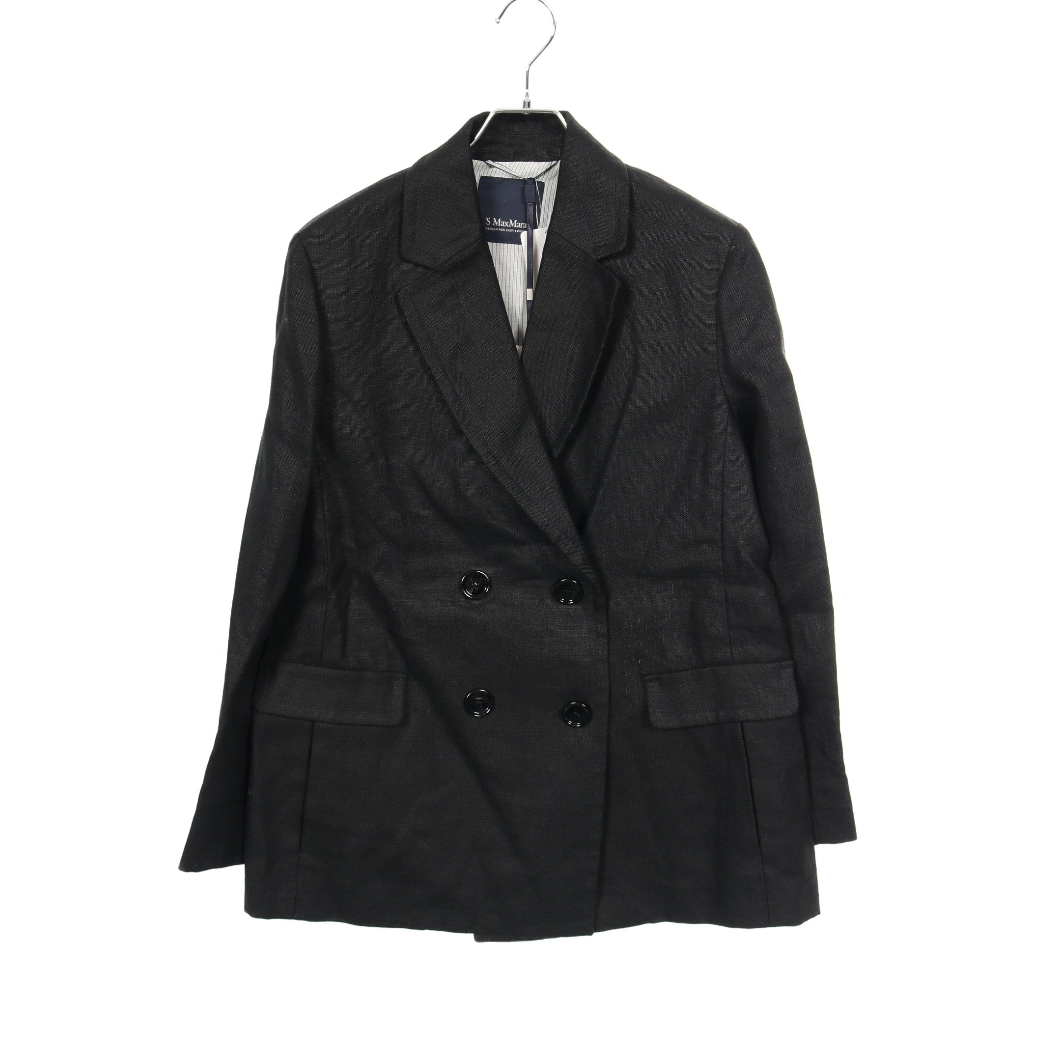 テーラードジャケット リネン ダークグレー ダブルブレスト エス