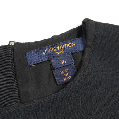 スケータードレス ワンピース 半袖 ロゴワッペン ウール シルク ブラック ルイヴィトン ワンピース LOUIS VUITTON