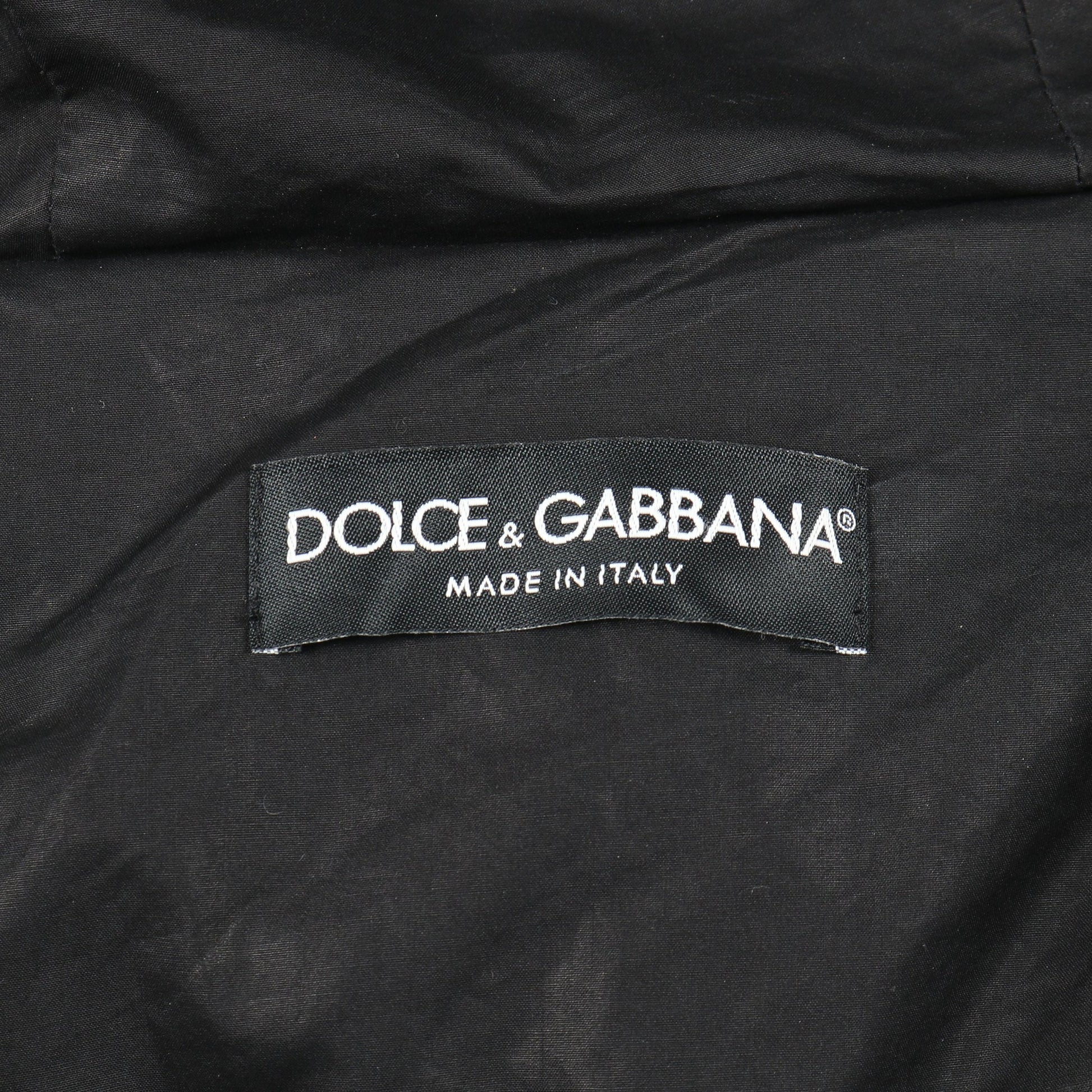 ジャケット コットン ブラック 中綿 フード付き ドルチェアンドガッバーナ アウター DOLCE&GABBANA