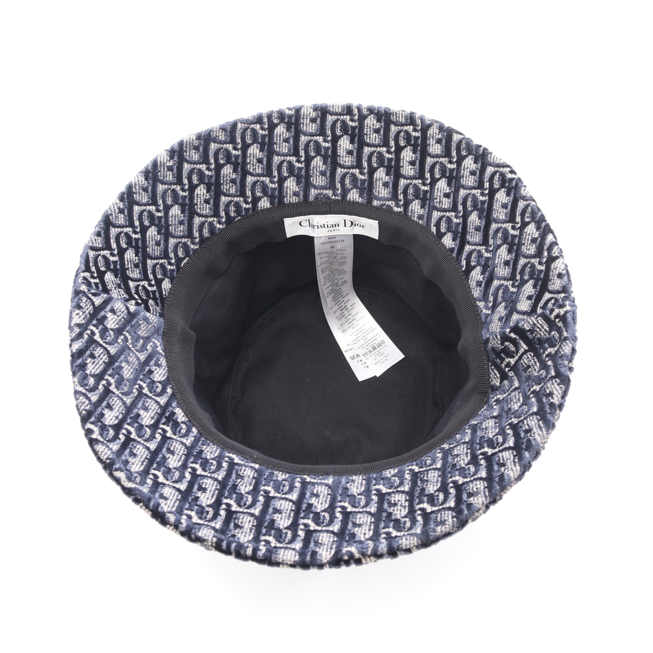 オブリーク ベロア ハット ビスコース コットン シルク ネイビー