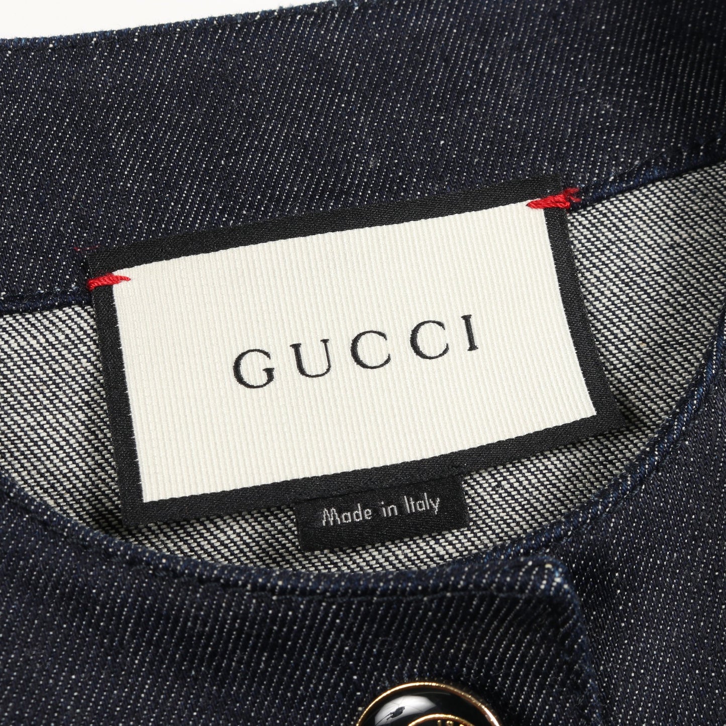 デニムジャケット コットン インディゴブルー レッド グッチ アウター GUCCI