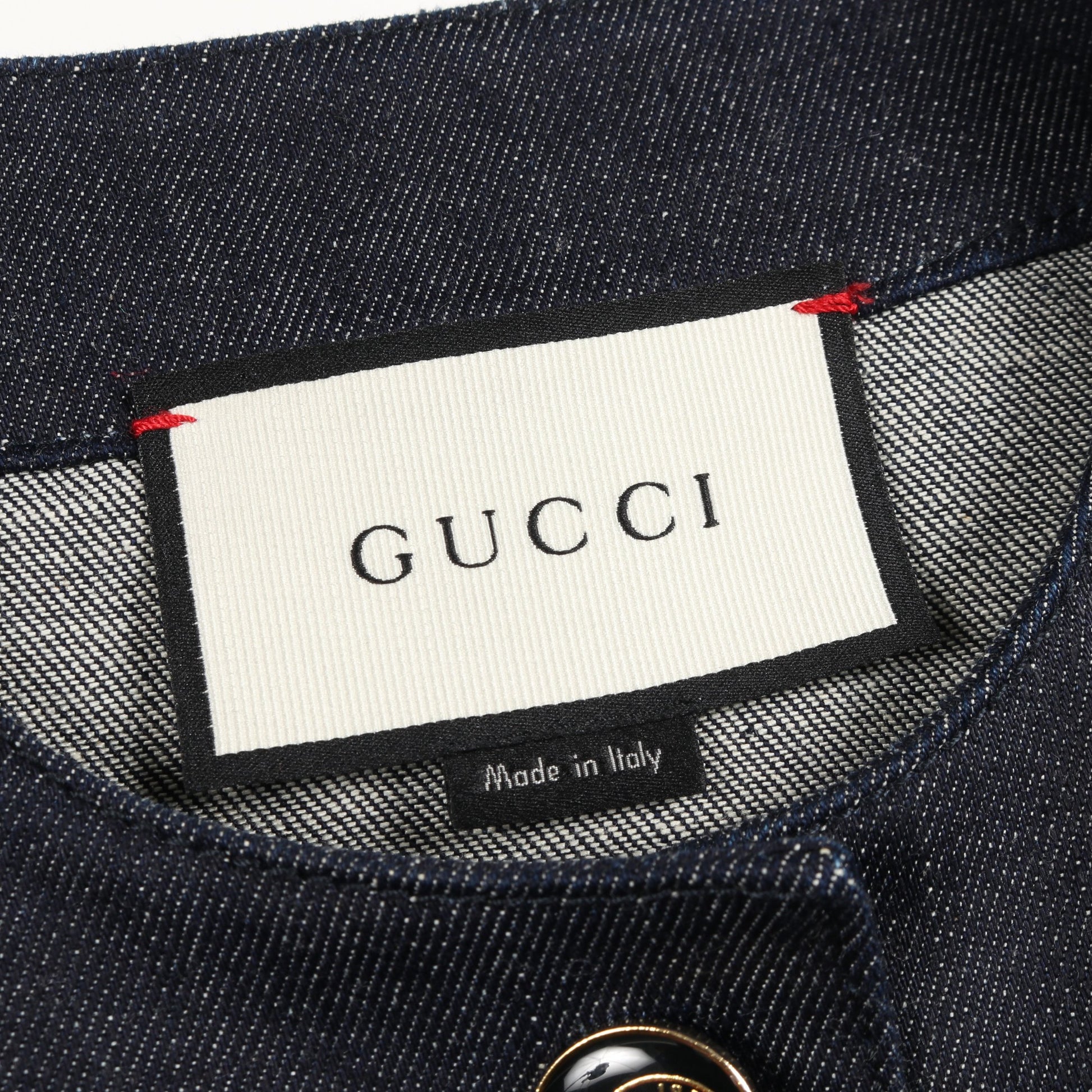 デニムジャケット コットン インディゴブルー レッド グッチ アウター GUCCI