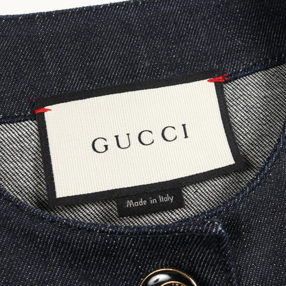 デニムジャケット コットン インディゴブルー レッド グッチ アウター GUCCI