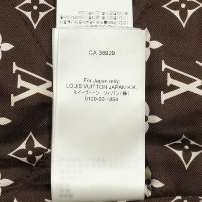 ツイード ノーカラージャケット レーヨン アイボリー ゴールド マルチカラー レザー切替 ルイヴィトン アウター LOUIS VUITTON