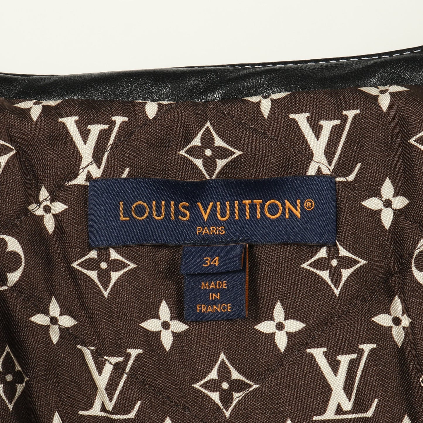 ツイード ノーカラージャケット レーヨン アイボリー ゴールド マルチカラー レザー切替 ルイヴィトン アウター LOUIS VUITTON
