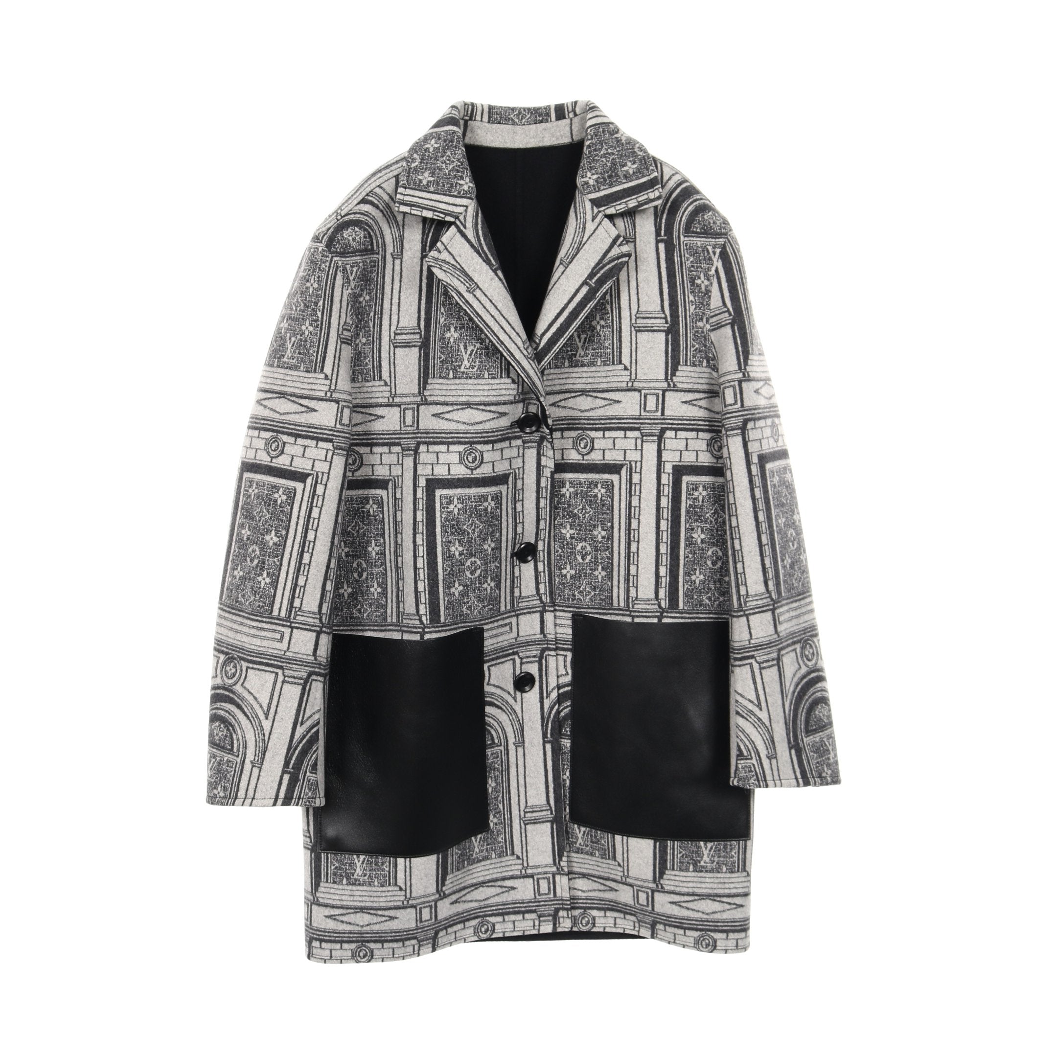 LOUIS VUITTON × FORNASETTI ジャケット コート ウール レザー ライト