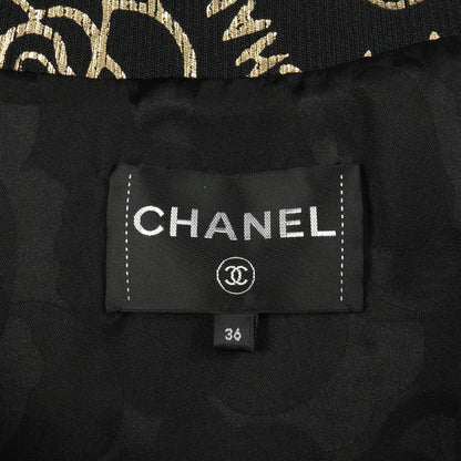 ブルゾン 総柄 レザー ブラック ゴールド シャネル アウター CHANEL