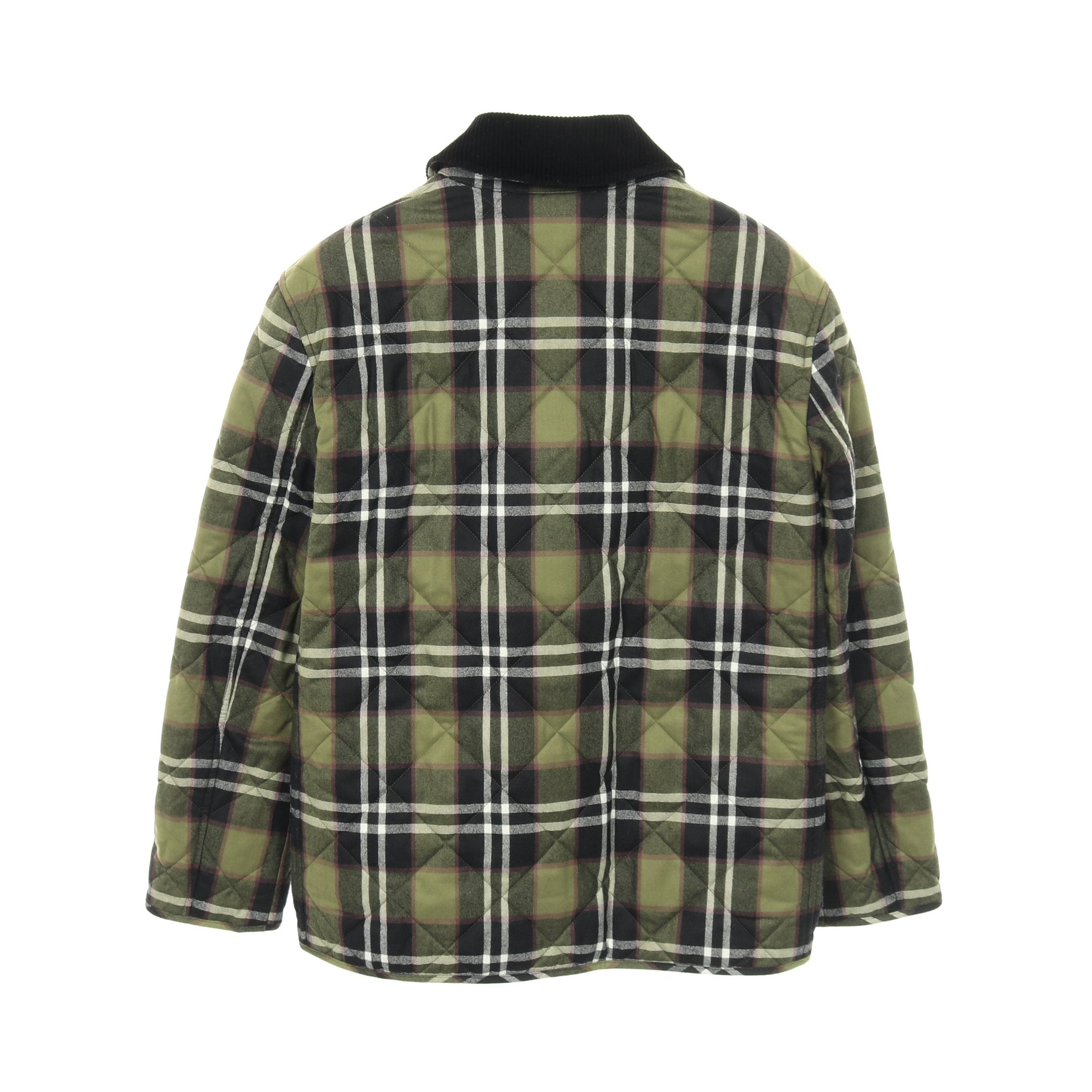 キルティングジャケット チェック ウール カーキグリーン マルチカラー