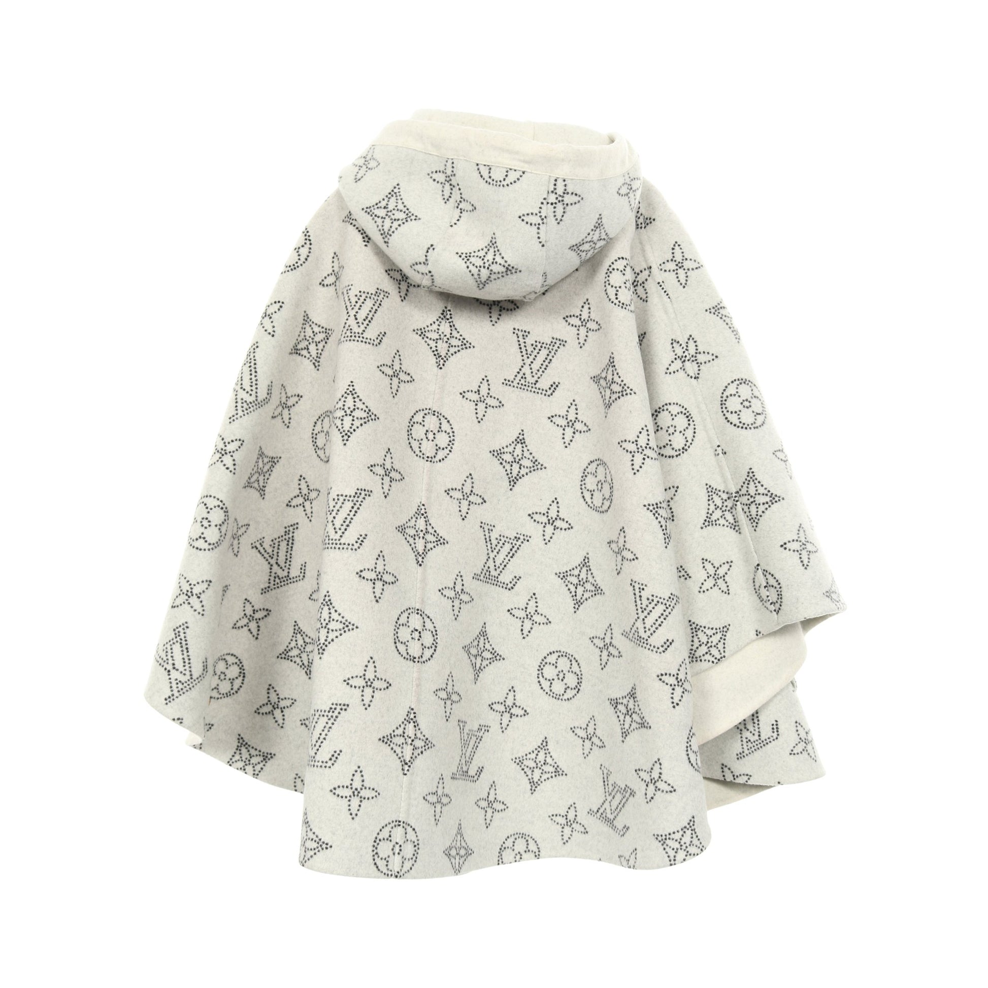 リバーシブル モノグラム マヒナ ケープ ポンチョ ウール ライトグレー フード付き ルイヴィトン アウター LOUIS VUITTON