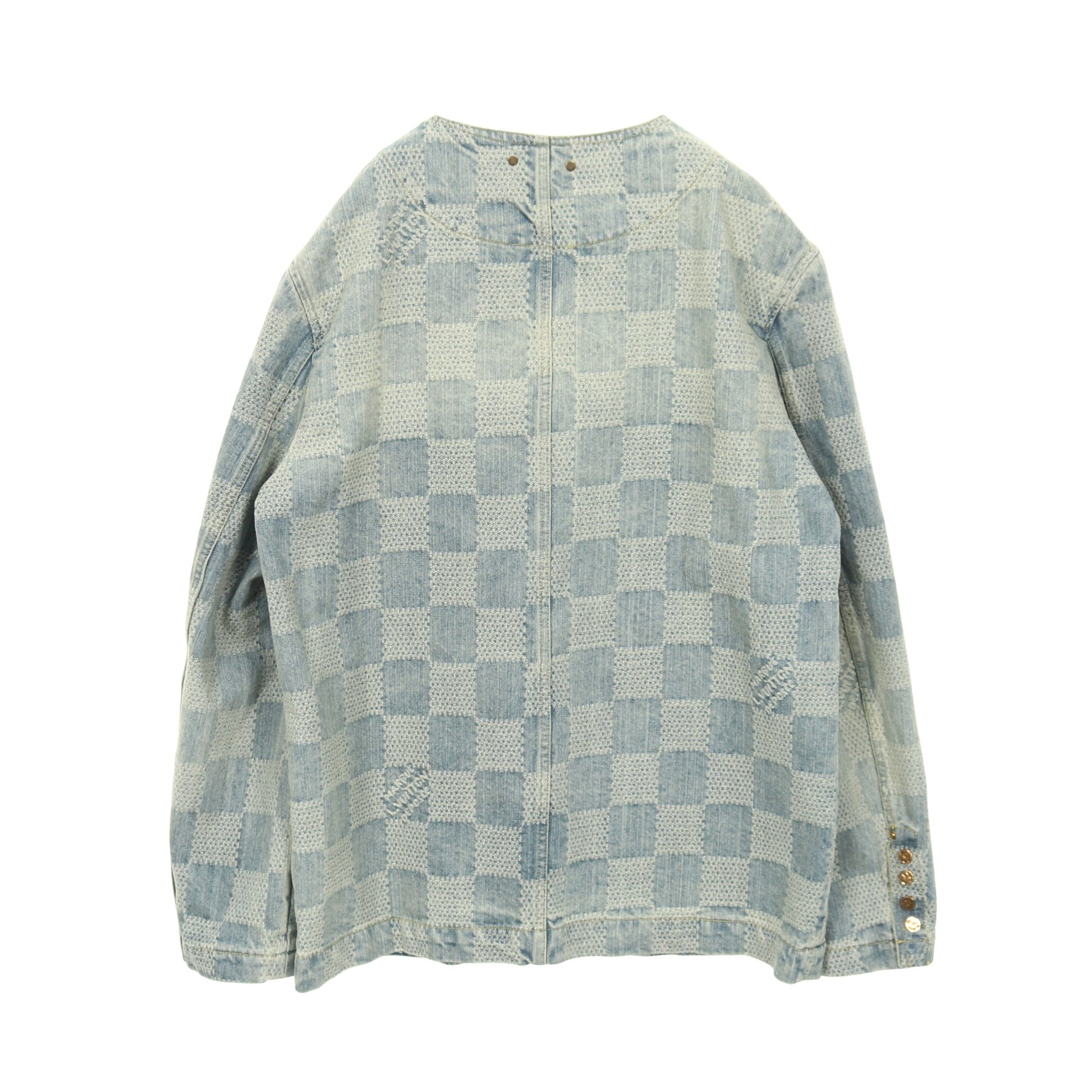 Damier Collarless Denim Jacket ダミエ デニムジャケット ノーカラージャケット コットン インディゴブルー ルイヴィトン アウター LOUIS VUITTON