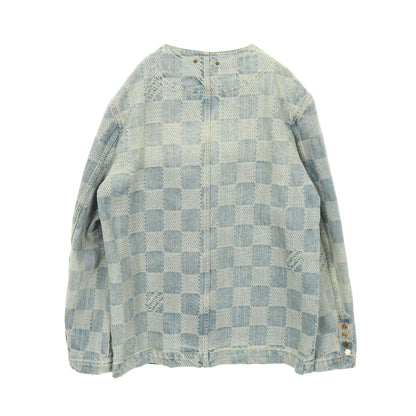 Damier Collarless Denim Jacket ダミエ デニムジャケット ノーカラージャケット コットン インディゴブルー ルイヴィトン アウター LOUIS VUITTON