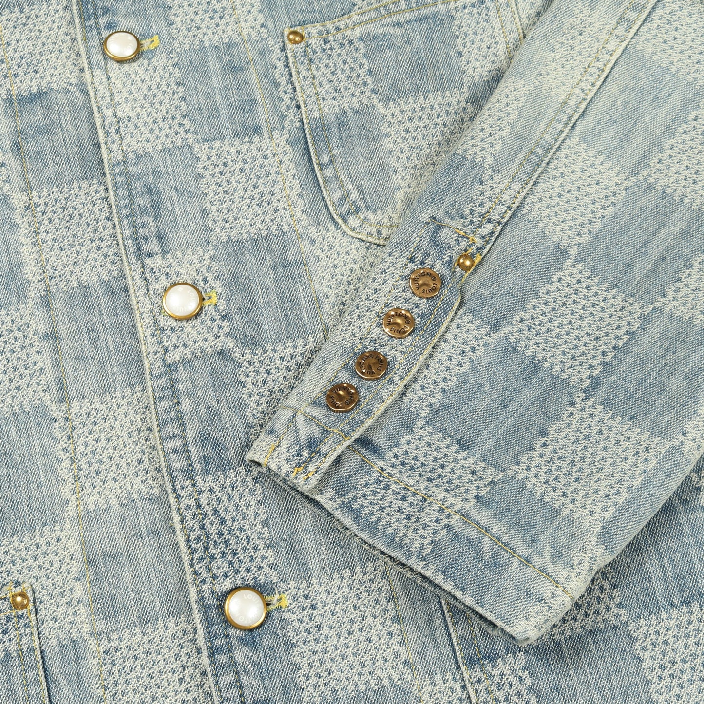 Damier Collarless Denim Jacket ダミエ デニムジャケット ノーカラージャケット コットン インディゴブルー ルイヴィトン アウター LOUIS VUITTON
