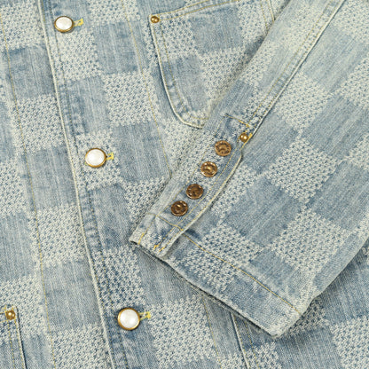 Damier Collarless Denim Jacket ダミエ デニムジャケット ノーカラージャケット コットン インディゴブルー ルイヴィトン アウター LOUIS VUITTON