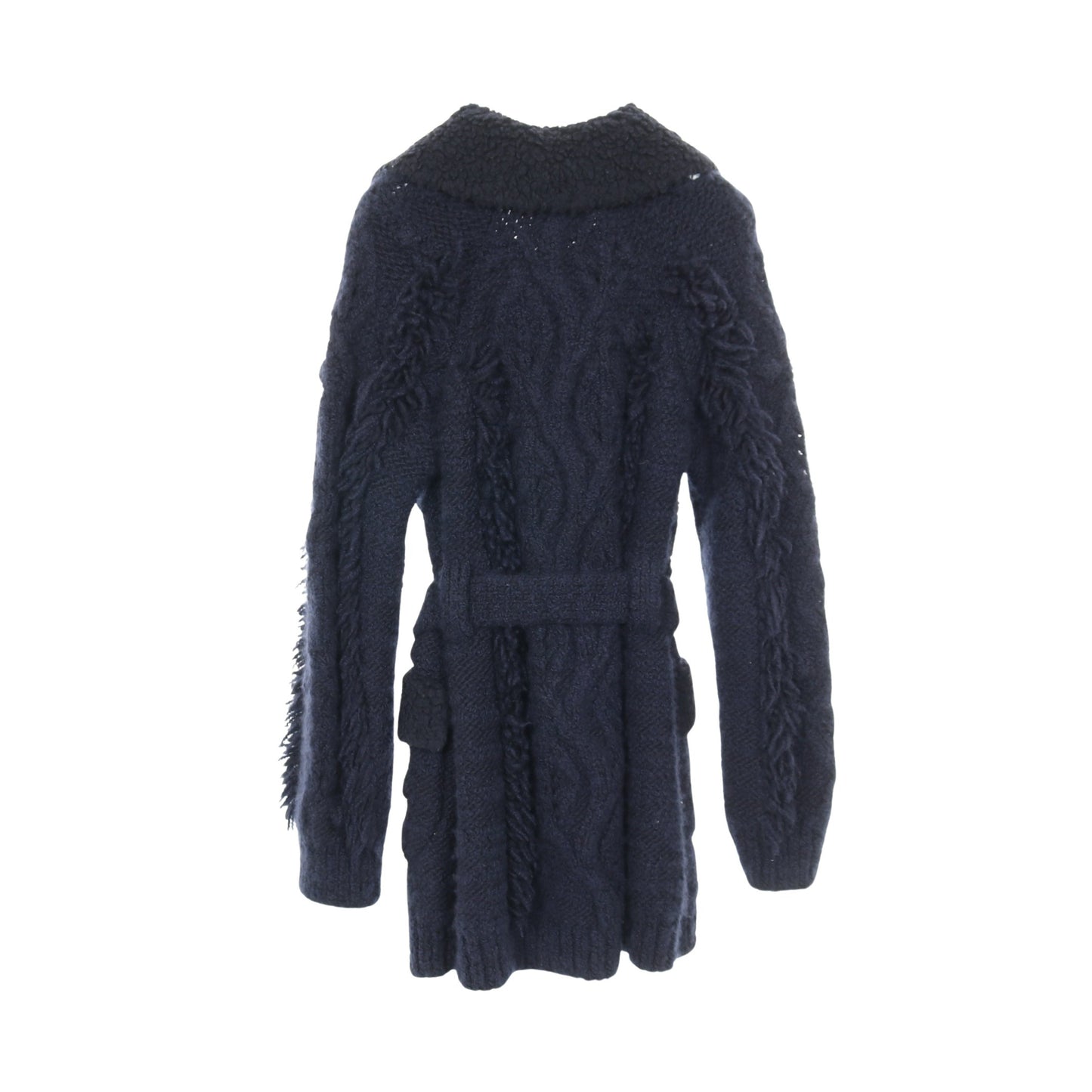 ココマークボタン フリンジ カーディガン ニット コート ウール カシミヤ ネイビー シャネル アウター CHANEL