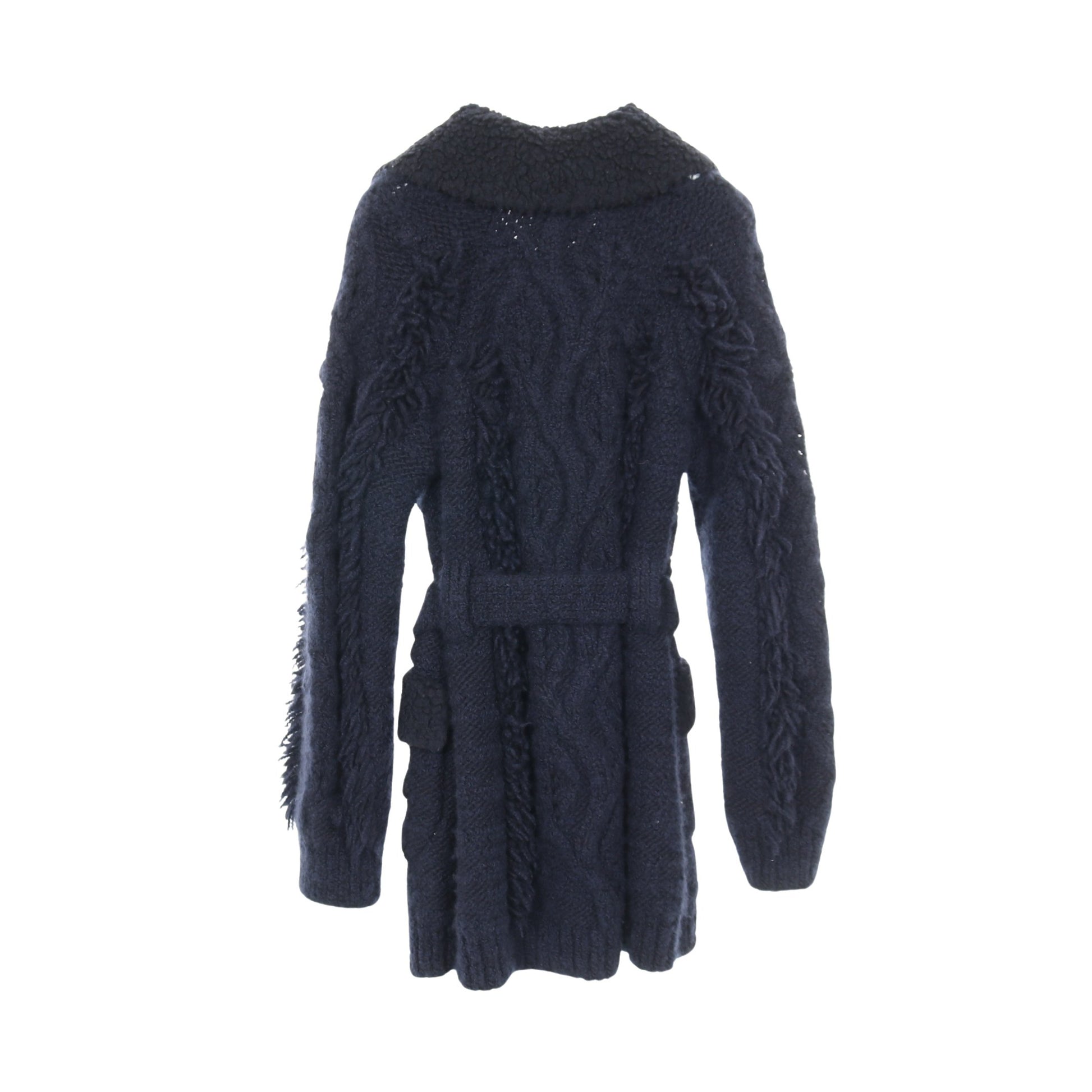 ココマークボタン フリンジ カーディガン ニット コート ウール カシミヤ ネイビー シャネル アウター CHANEL