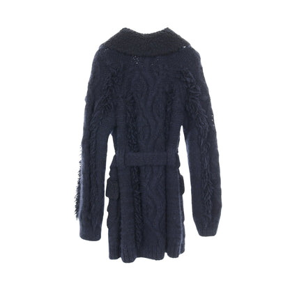 ココマークボタン フリンジ カーディガン ニット コート ウール カシミヤ ネイビー シャネル アウター CHANEL