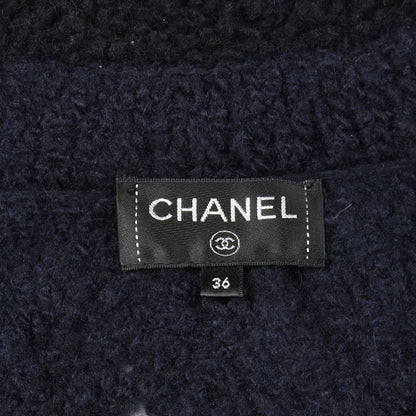 ココマークボタン フリンジ カーディガン ニット コート ウール カシミヤ ネイビー シャネル アウター CHANEL