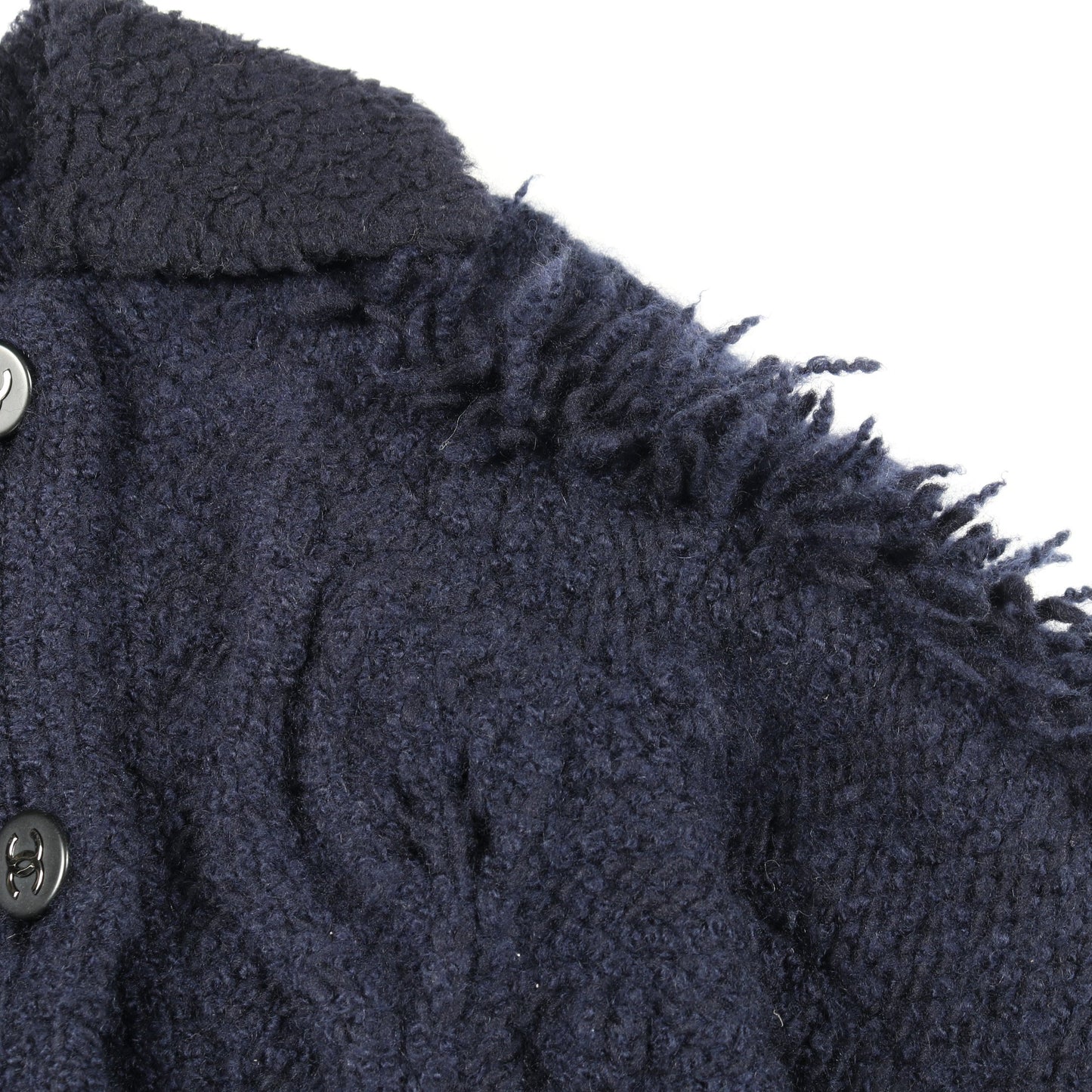 ココマークボタン フリンジ カーディガン ニット コート ウール カシミヤ ネイビー シャネル アウター CHANEL