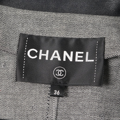 ココマーク刺繍 レザージャケット ラムレザー ブラック シャネル アウター CHANEL