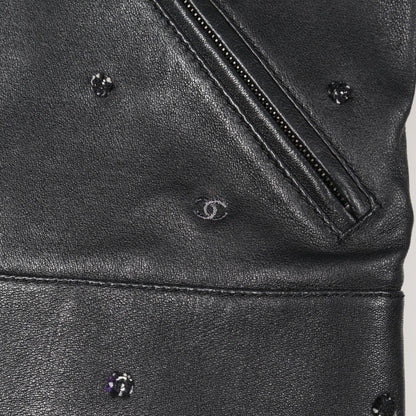 ココマーク刺繍 レザージャケット ラムレザー ブラック シャネル アウター CHANEL