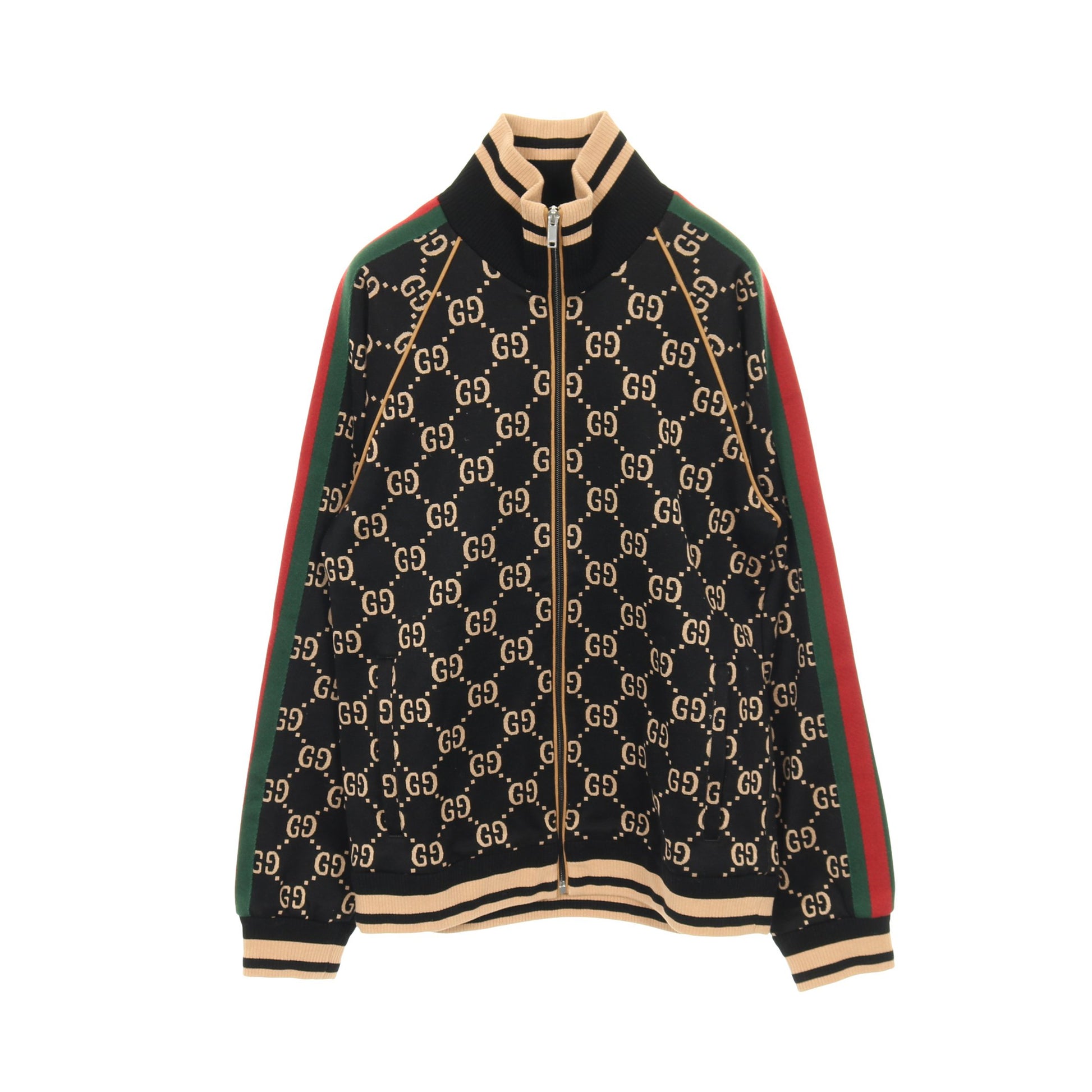 GGコットンジャージー ジャケット トラックジャケット コットン ブラック マルチカラー グッチ アウター GUCCI