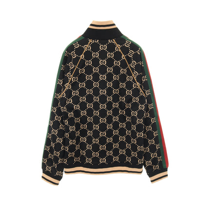 GGコットンジャージー ジャケット トラックジャケット コットン ブラック マルチカラー グッチ アウター GUCCI