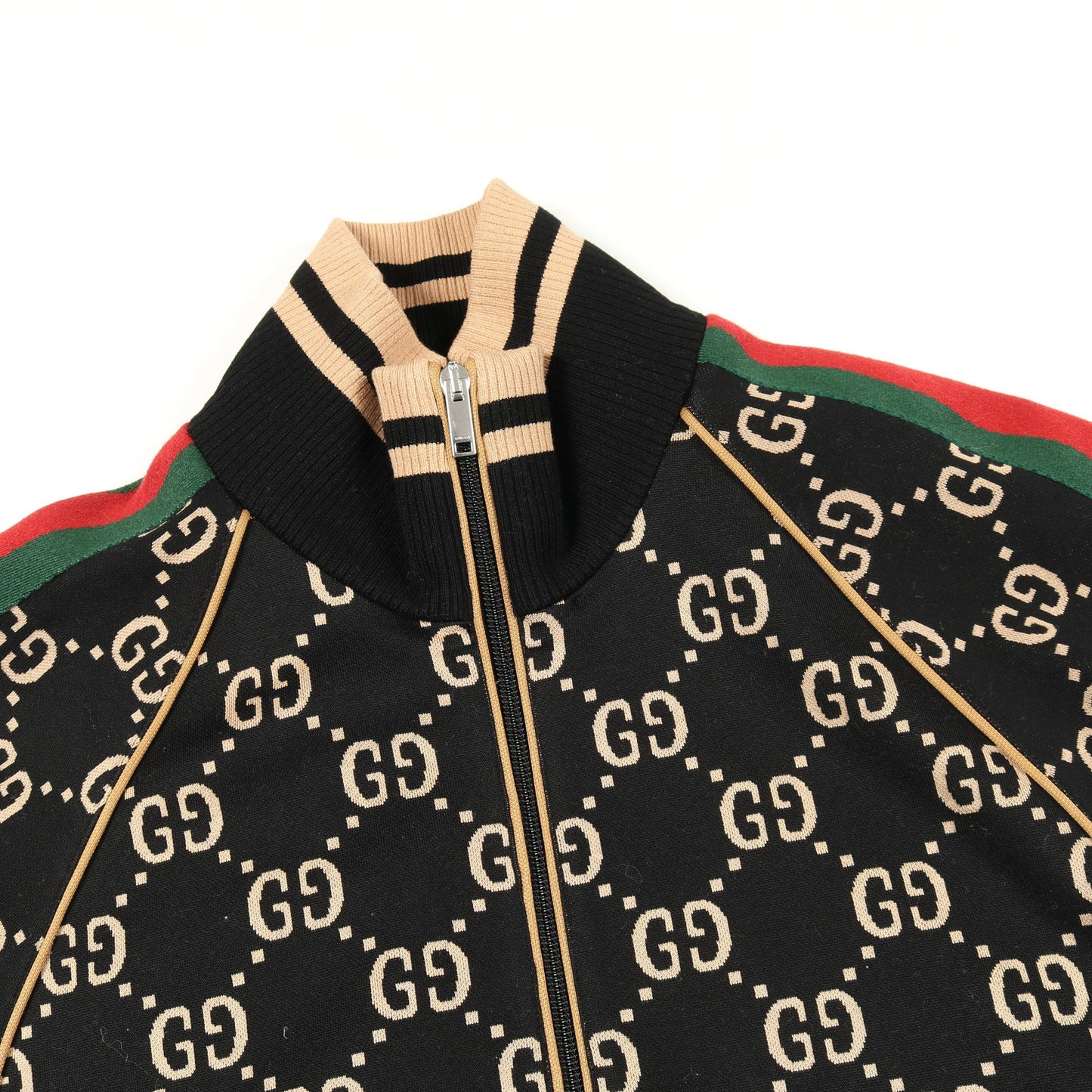 GGコットンジャージー ジャケット トラックジャケット コットン ブラック マルチカラー グッチ アウター GUCCI