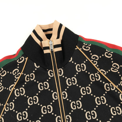 GGコットンジャージー ジャケット トラックジャケット コットン ブラック マルチカラー グッチ アウター GUCCI