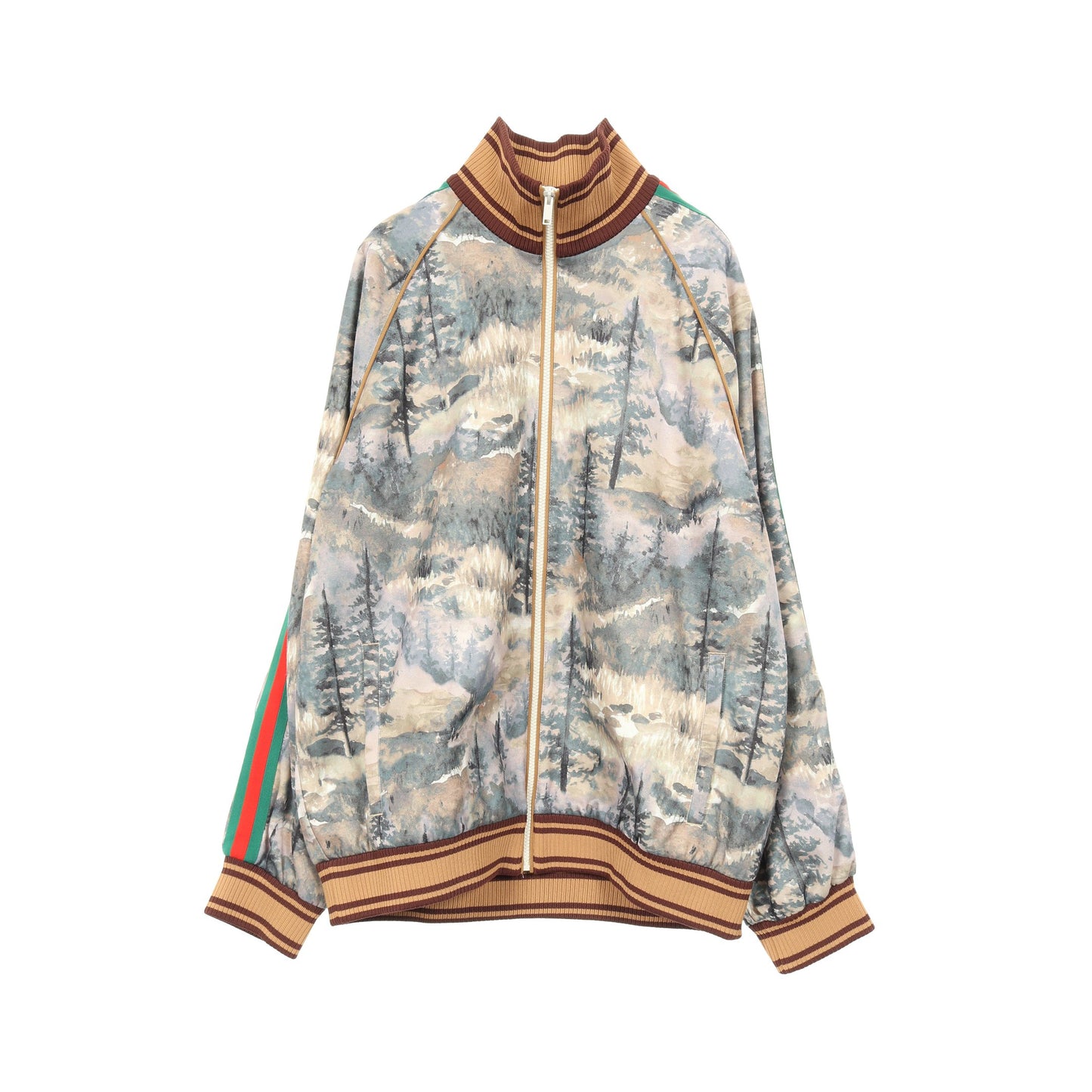GUCCI × THE NORTH FACE フォレストプリント シェリーライン トラックジャケット コットン イエローブラウン マルチカラー グッチ アウター GUCCI