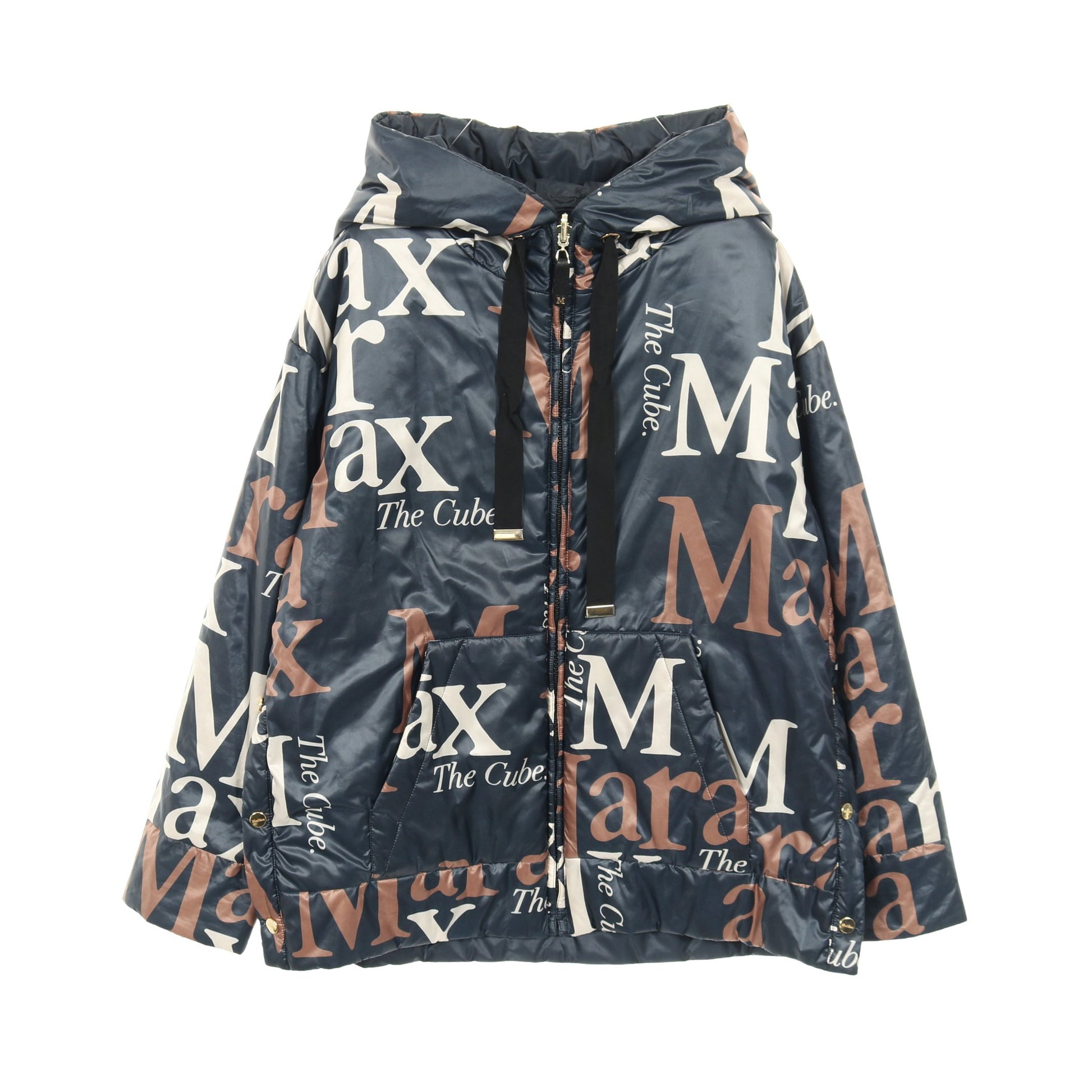The Cube ジャケット ネイビー アイボリー ブラウン リバーシブル 中綿 フード付き マックスマーラ アウター Max Mara