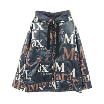 The Cube ジャケット ネイビー アイボリー ブラウン リバーシブル 中綿 フード付き マックスマーラ アウター Max Mara