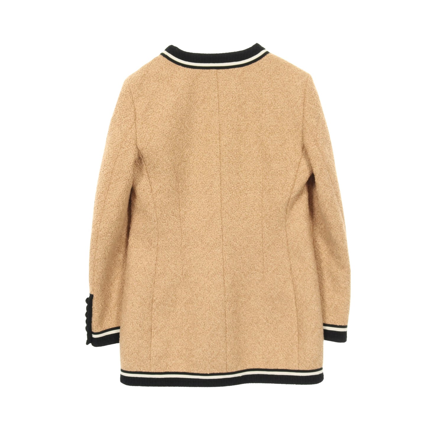 ノーカラージャケット レーヨン コットン ベージュ ブラック グッチ アウター GUCCI